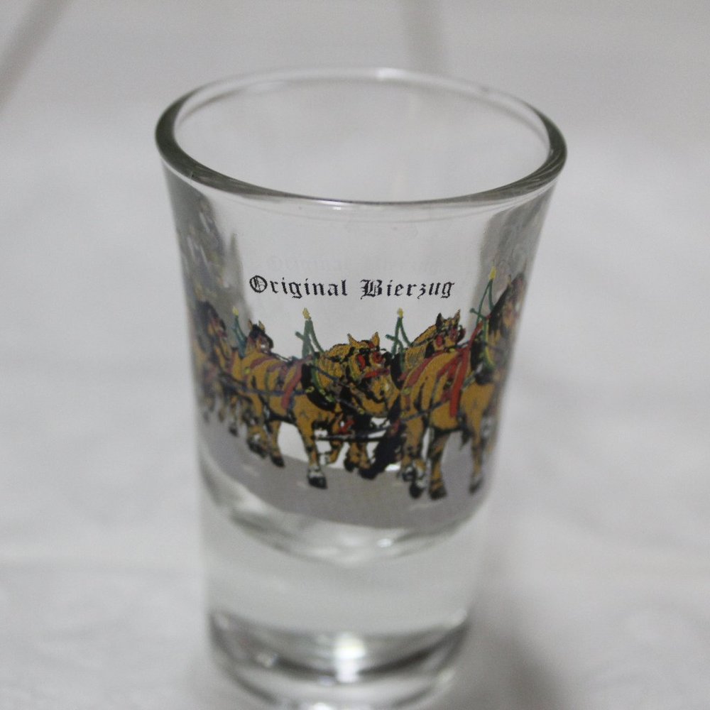 Original Bierzug Team of Horses 1960`s Vintage German Glass Shot